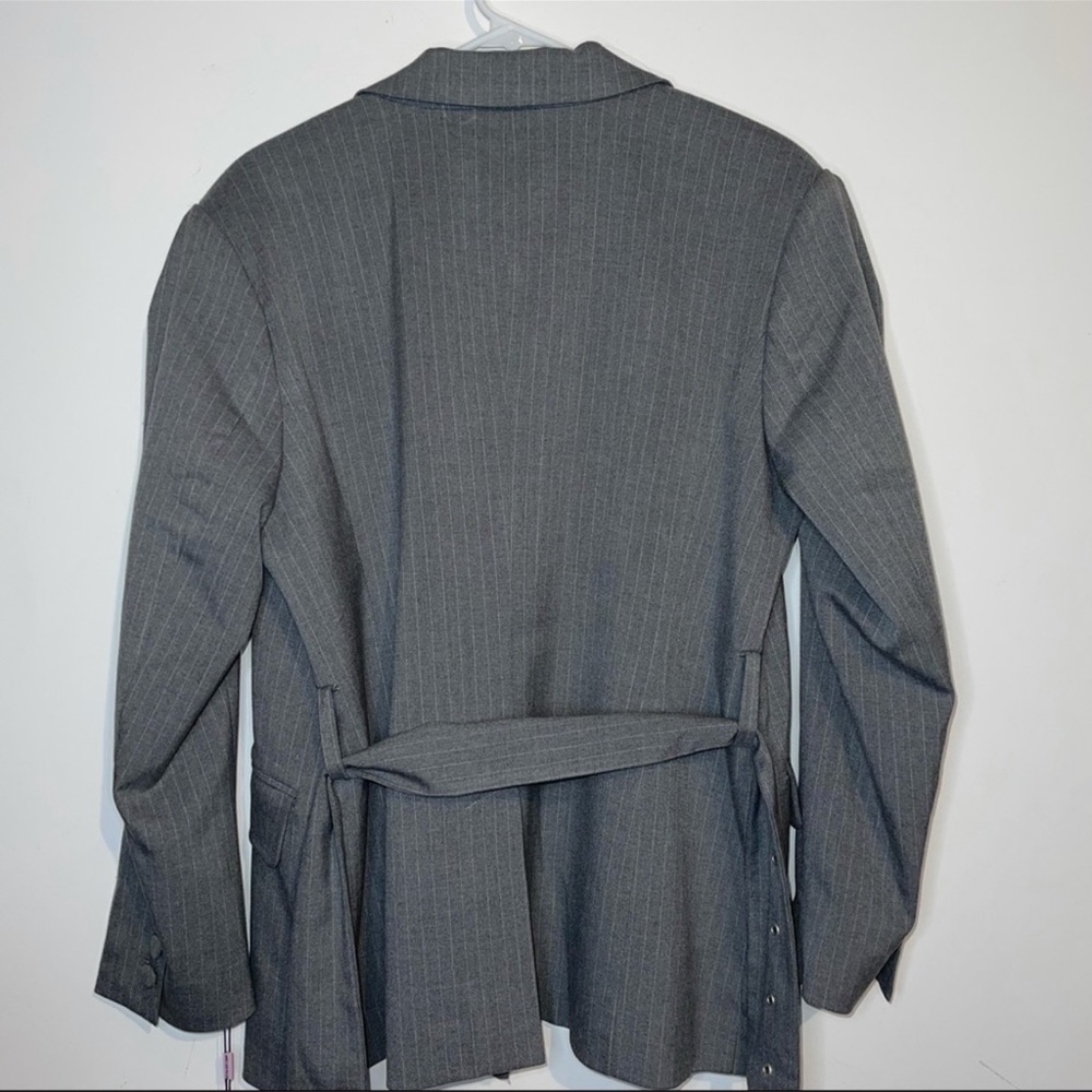 Avec Les Filles Belted Grey Pinstripe Blazer Jacket - Picture 11 of 14